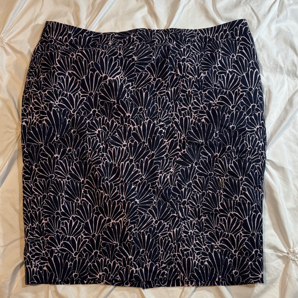Elegant Lilac Purple And Blue Patterned Skirt
